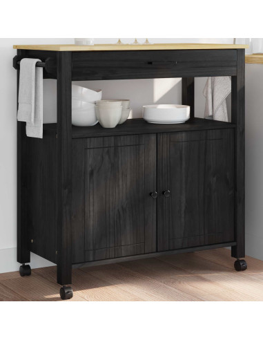 Carrello da Cucina Nero 88,5 x 40 x 48 cm