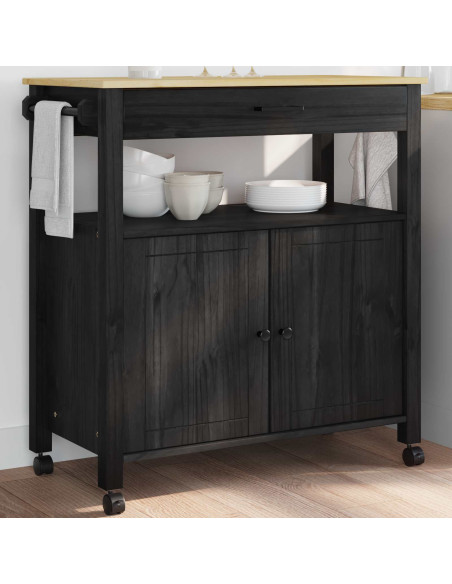 Carrello da Cucina Nero 88,5 x 40 x 48 cm