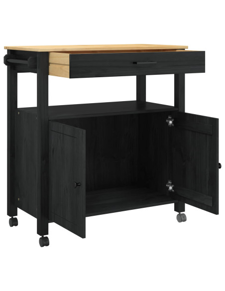 Carrello da Cucina Nero 88,5 x 40 x 48 cm