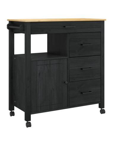 Carrello da Cucina Nero 88,5 x 40 x 84 cm