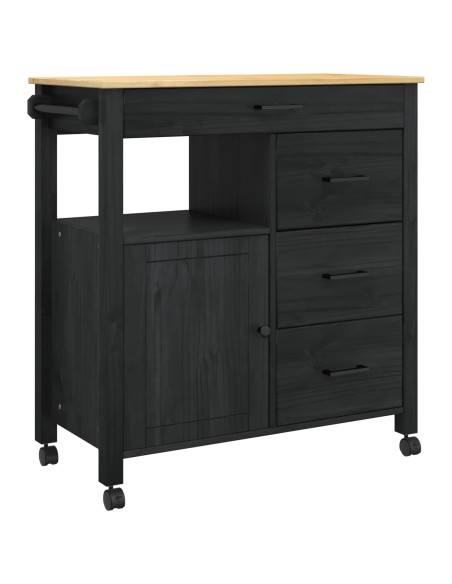 Carrello da Cucina Nero 88,5 x 40 x 84 cm