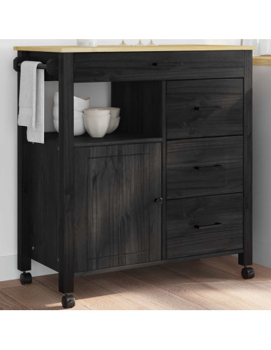 Carrello da Cucina Nero 88,5 x 40 x 84 cm