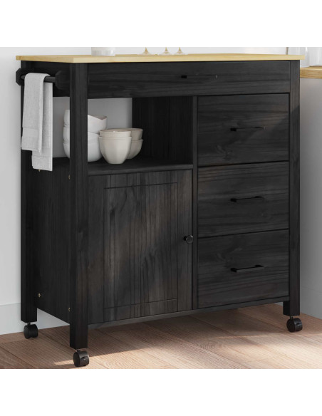 Carrello da Cucina Nero 88,5 x 40 x 84 cm