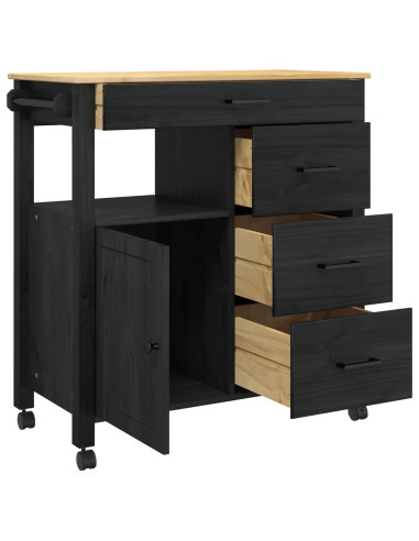 Carrello da Cucina Nero 88,5 x 40 x 84 cm