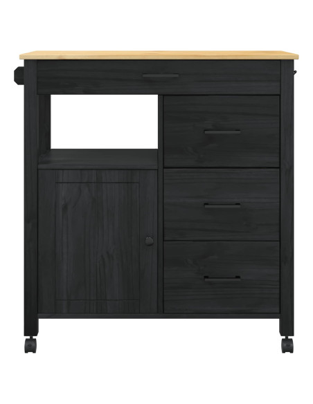 Carrello da Cucina Nero 88,5 x 40 x 84 cm