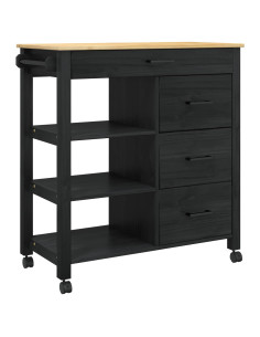 Carrello da Cucina Nero 88,5 x 40 x 84 cm 2