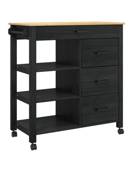 Carrello da Cucina Nero 88,5 x 40 x 84 cm