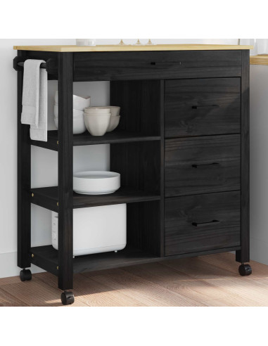 Carrello da Cucina Nero 88,5 x 40 x 84 cm