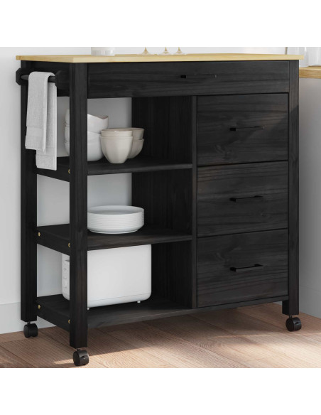 Carrello da Cucina Nero 88,5 x 40 x 84 cm