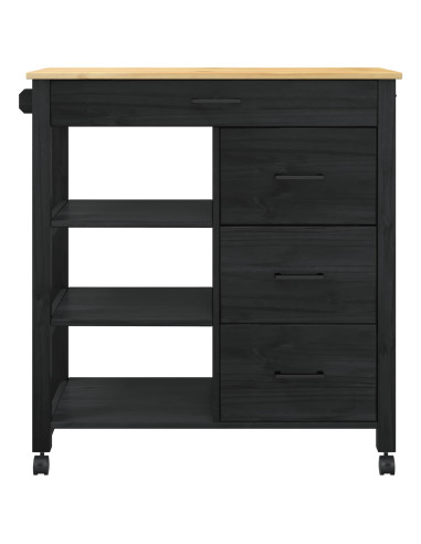 Carrello da Cucina Nero 88,5 x 40 x 84 cm
