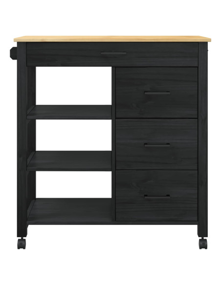 Carrello da Cucina Nero 88,5 x 40 x 84 cm