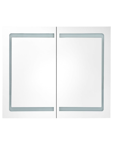 Armadietto Bagno con Specchio e LED Grigio Cemento 80x12x68 cm