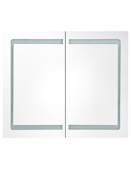 Armadietto Bagno con Specchio e LED Grigio Cemento 80x12x68 cm