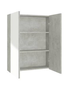 Armadietto a Specchio per Bagno 60x15x75 cm MDF Grigio Cemento 2