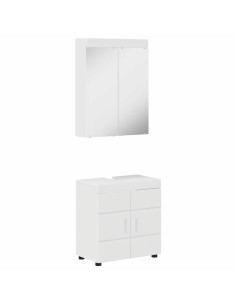 Set di mobili per il bagno con lo scaffale TULUM Bianco Lucido 2
