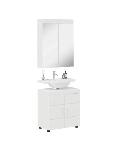 Set di mobili per il bagno con lo scaffale TULUM Bianco Lucido