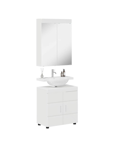 Set di mobili per il bagno con lo scaffale TULUM Bianco Lucido