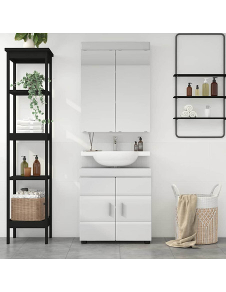 Set di mobili per il bagno con lo scaffale TULUM Bianco Lucido