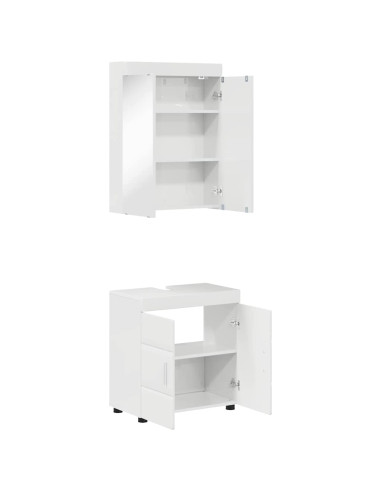 Set di mobili per il bagno con lo scaffale TULUM Bianco Lucido