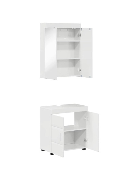 Set di mobili per il bagno con lo scaffale TULUM Bianco Lucido