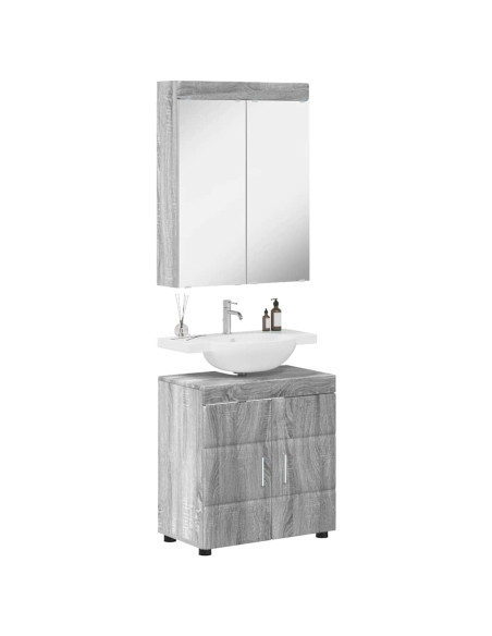 Set di mobili per il bagno con lo scaffale TULUM Grigio Sonoma