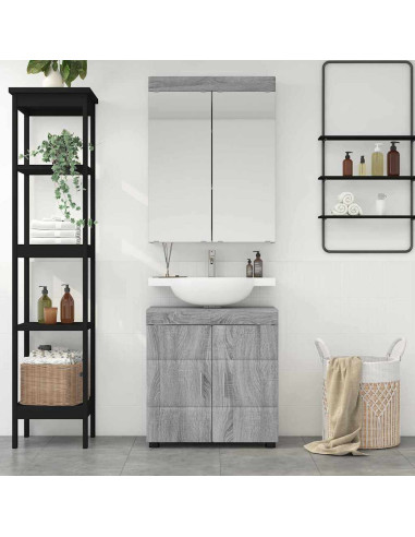 Set di mobili per il bagno con lo scaffale TULUM Grigio Sonoma