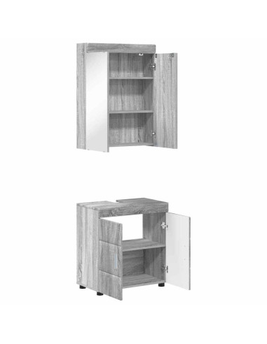 Set di mobili per il bagno con lo scaffale TULUM Grigio Sonoma