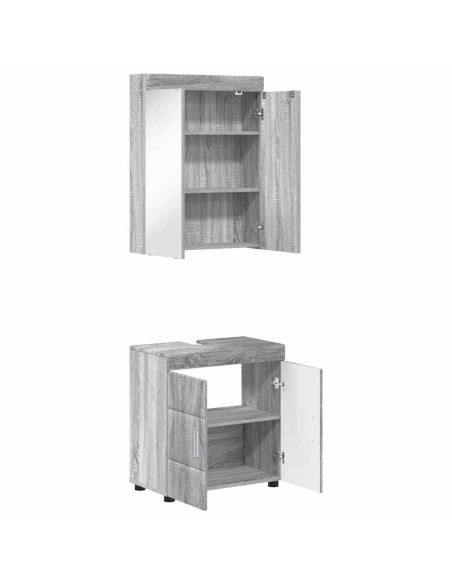 Set di mobili per il bagno con lo scaffale TULUM Grigio Sonoma