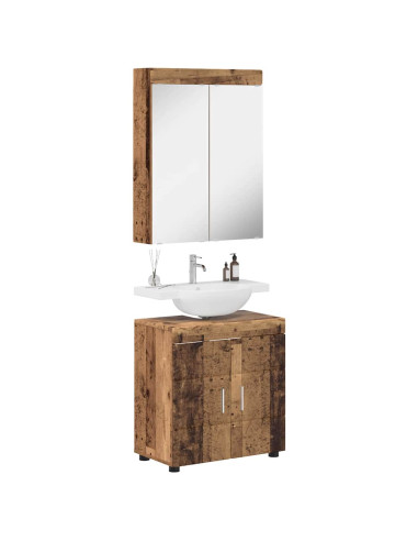 Set di mobili per il bagno con lo scaffale TULUM Legno vecchio