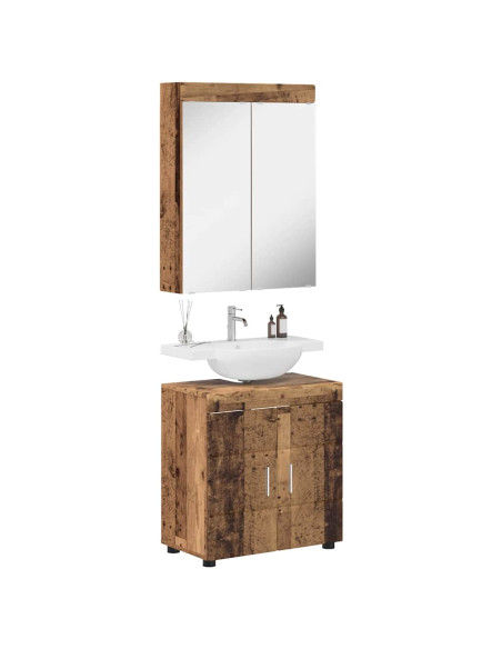 Set di mobili per il bagno con lo scaffale TULUM Legno vecchio
