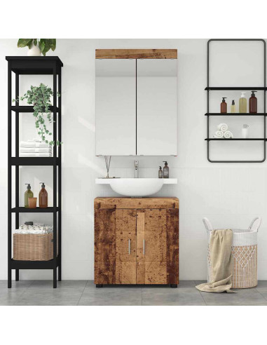 Set di mobili per il bagno con lo scaffale TULUM Legno vecchio