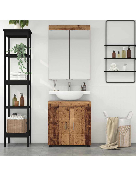 Set di mobili per il bagno con lo scaffale TULUM Legno vecchio