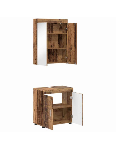 Set di mobili per il bagno con lo scaffale TULUM Legno vecchio