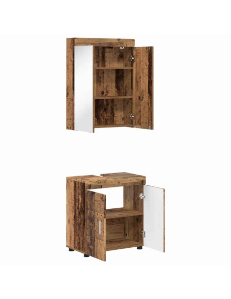 Set di mobili per il bagno con lo scaffale TULUM Legno vecchio