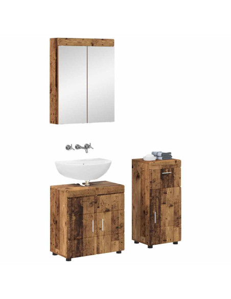 Set di mobili per il bagno con cassetto TULUM Legno vecchio