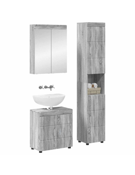 Set di mobili per il bagno con lo scaffale TULUM Grigio Sonoma