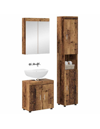 Set di mobili per il bagno con lo scaffale TULUM Legno vecchio