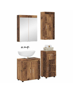 Set di mobili per il bagno con cassetto TULUM Legno vecchio 2