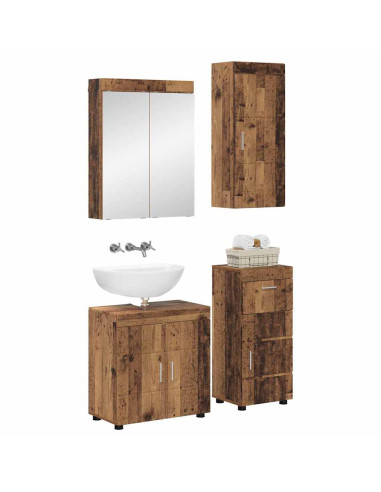 Set di mobili per il bagno con cassetto TULUM Legno vecchio