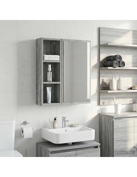 Armadio da bagno a muro Sonoma grigia 20 x 10 x 60,5 cm