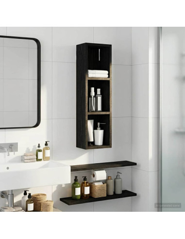 Armadio da bagno a muro Rovere Nero 20 x 14 x 70 cm