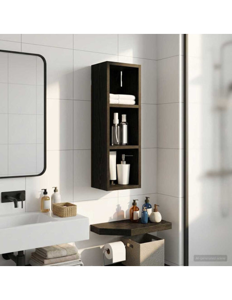 Armadio da bagno a muro Rovere Nero 20 x 16 x 62,5 cm