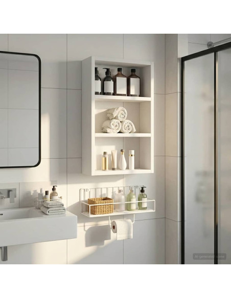 Armadio da bagno a muro con lo scaffale Bianco 30 x 10 x 50 cm