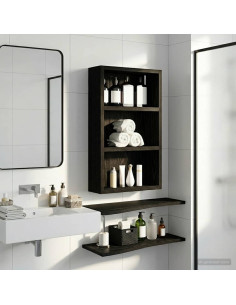 Armadio da bagno a muro Rovere Nero 30 x 10 x 50 cm