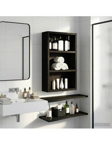 Armadio da bagno a muro Rovere Nero 30 x 10 x 50 cm