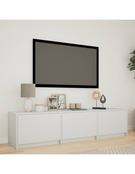 Mobile TV con LED Bianco 165 x 34 x 40 cm Legno ingegnerizzato