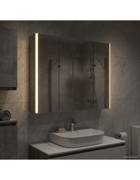 Mobiletto per specchio da bagno Grigio cemento