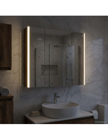 Mobiletto per specchio da bagno Rovere fumé 83,5 x 15,5 x 70 cm