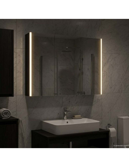 Mobiletto per specchio da bagno Rovere Nero