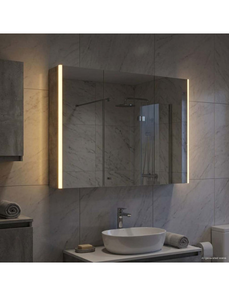 Mobiletto per specchio da bagno Grigio cemento